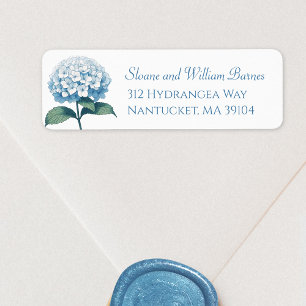 Elegant Light Blue Hydrangea Flower Return Address