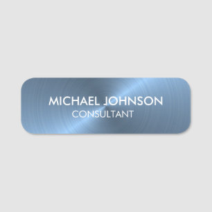 Elegant Light Blue Metallic Professional Business Name Tag