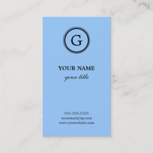 Elegant Light Blue Monogram Business Cards