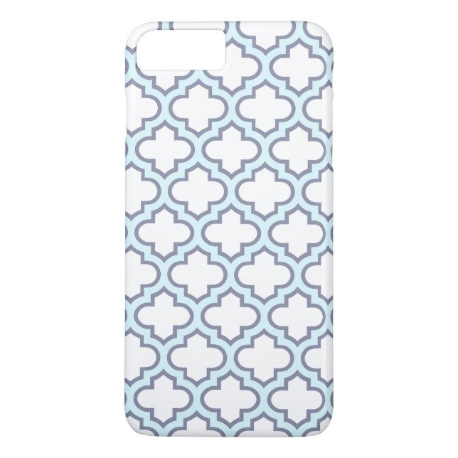 Elegant Light Blue Moroccan Quatrefoil Pattern Case-Mate iPhone Case (Back)