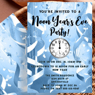 Elegant Light Blue Noon Year's Eve Party Invitation