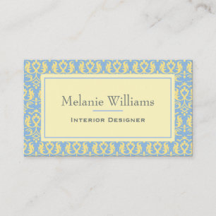 Elegant Light Blue Ornate Textile Pattern Business Card