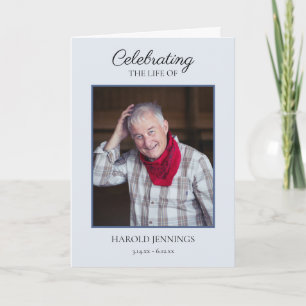Elegant Light Blue Photo Funeral Memorial Programme