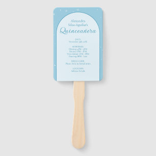Elegant Light Blue Quinceañera - Photo Program Hand Fan