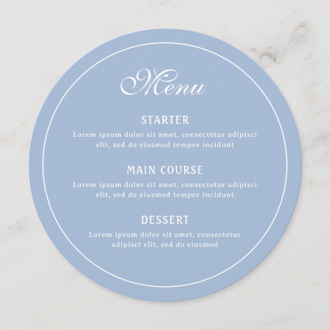 Elegant Light Blue Round Menu (Front)