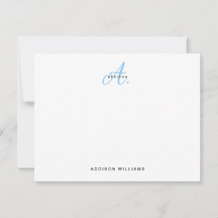 Elegant Light Blue Script Monogram Card