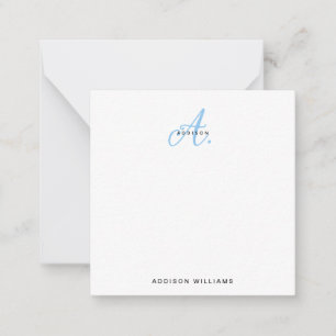 Elegant Light Blue Script Monogram Card