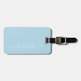 Elegant Light Blue Script Name Personalised  Luggage Tag