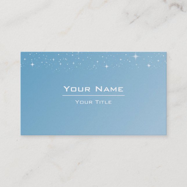 Elegant Light Blue Starry Professional Business Card (Front)