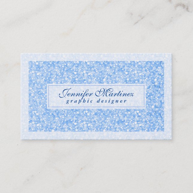Elegant Light Blue Tones Glitter & Sparkles 2 Business Card (Front)
