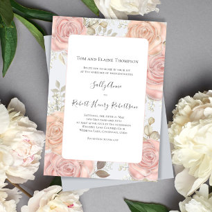 Elegant Light Blue Wedding Blush Pink Floral Invitation