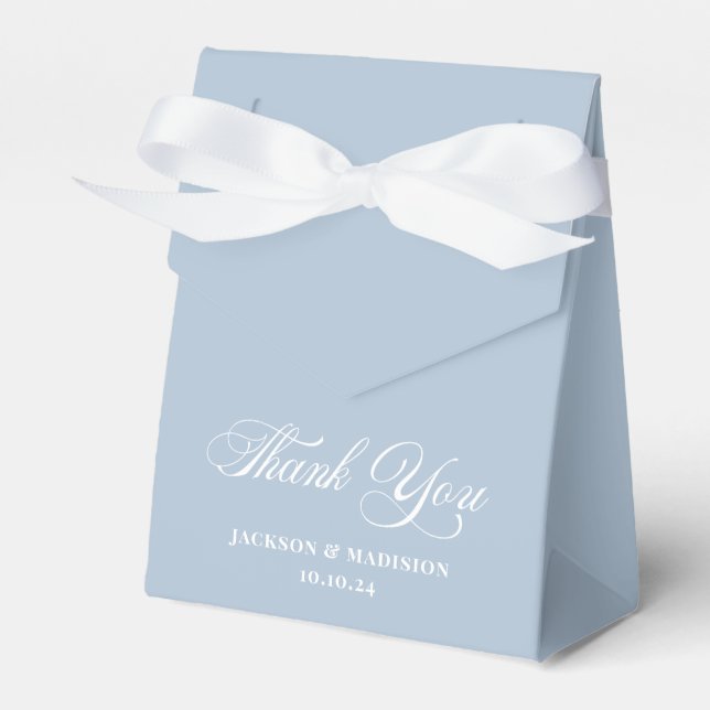 Elegant Light Blue Wedding Favour Box (Front Side)