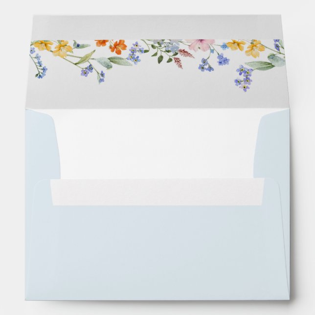 Elegant Light Blue Wildflower Envelope (Back (Bottom))