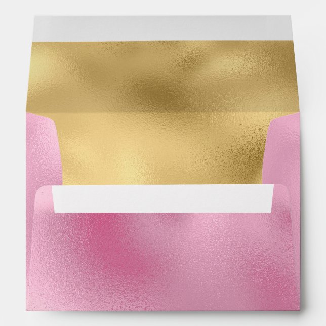 Elegant Light Blush Pink and Gold Foil Look Envelope (Back (Bottom))