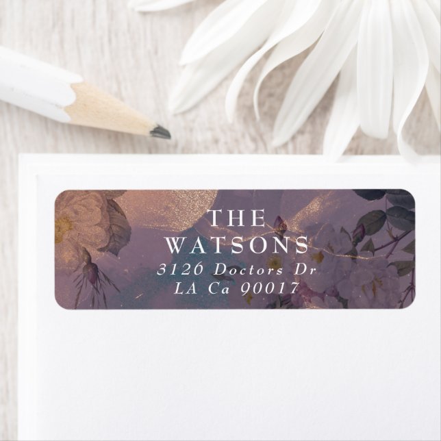 Elegant Light Boho Floral Purple Rose Gold Wedding (Insitu)