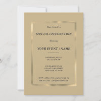 Elegant light brown gold Special Event Invitation
