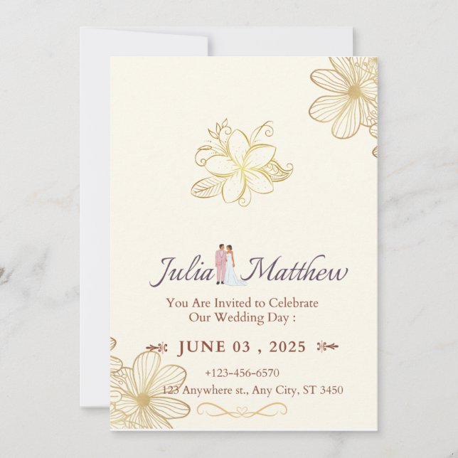 Elegant Light Brown Photo Collage Wedding Invitati Invitation (Front)