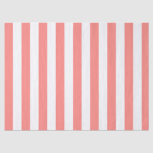 Elegant Light Coral White Striped Pattern Tissue Paper