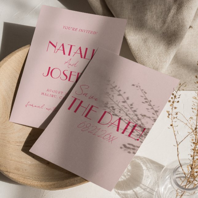 Elegant Light Deep Pink Minimalist Wedding Save The Date (Creator Uploaded)