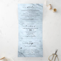 Elegant Light Dusty Blue Metallic Marble Wedding