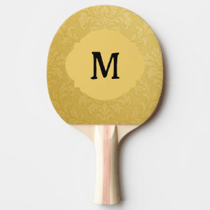 Elegant Light Gold Baroque Damask Custom Ping Pong Paddle