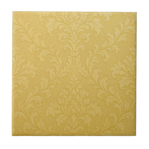 Elegant Light Gold Baroque Damask Tile