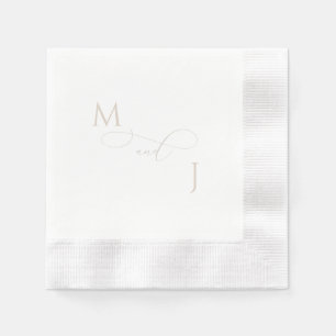 Elegant Light Gold Script Initials Wedding Coined Napkin