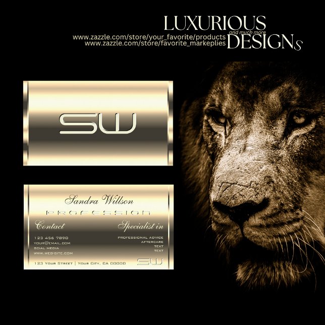 Elegant Light Golden Shimmer Optics 3D Monogram Business Card (Creator Uploaded)