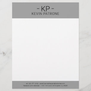 Elegant Light Gray And Black Typography Custom Letterhead