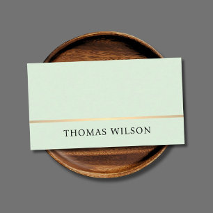 Elegant Light Green Faux Gold Line Consultant Business Card