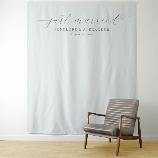 Elegant Light Green Just Married Tapestry (In Situ)