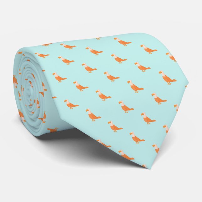 Elegant Light Green Orange Eagle Seamless Pattern Tie (Rolled)