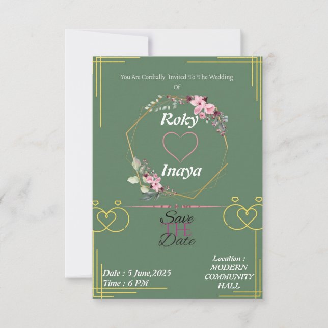 Elegant Light Green Wedding Invitation  (Front)