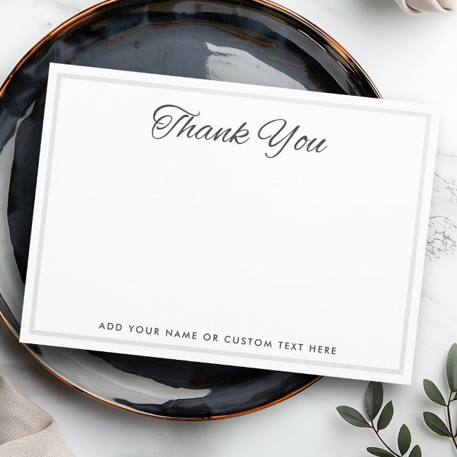 Elegant light grey border dark grey text blank thank you card (Elegant light gray border dark gray text blank thank you card)