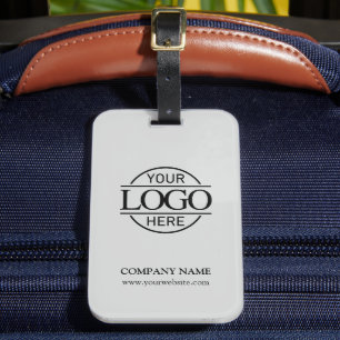 Elegant Light Grey Business Logo Employee Travel Luggage Tag