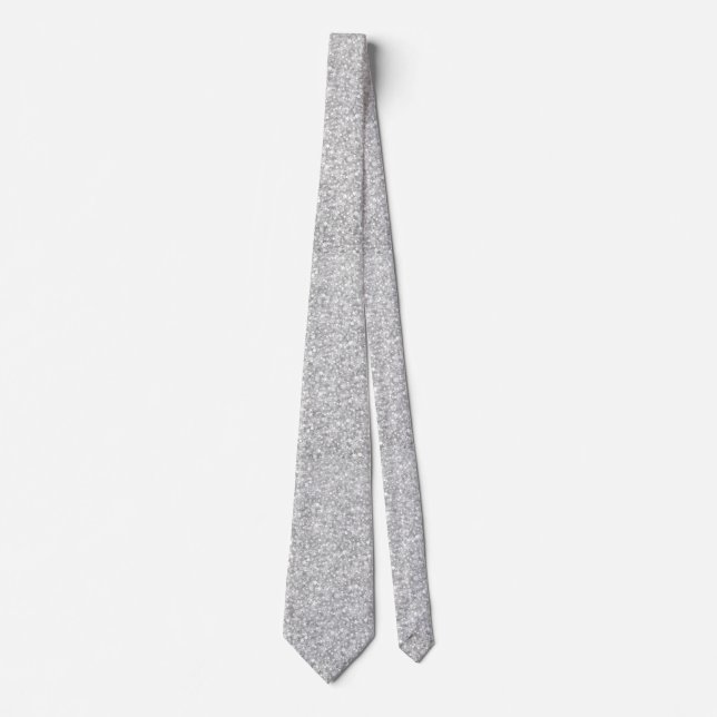 Elegant Light Grey Glitter & Sparkles Tie (Front)
