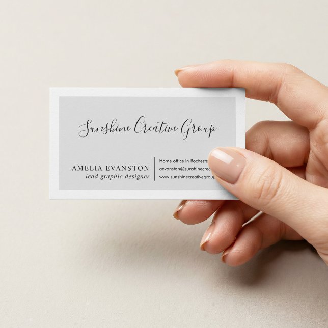 Elegant Light Grey Script Professional Business Card (Creator Uploaded)