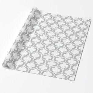 Elegant Light Grey White Lattice Pattern Wrapping Paper