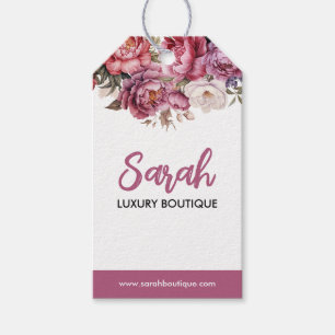 Elegant Light Maroon and Beige Floral Business Tag