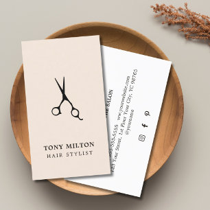 Elegant Light Pastel Black Scissors Hairstylist Business Card