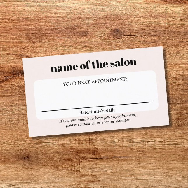 Elegant Light Pastel Bold Beauty Salon  Appointment Card (Creator Uploaded)