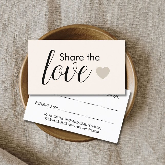Elegant Light Pastel Heart Beauty Salon Referral Card (Creator Uploaded)