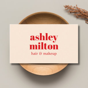 Elegant Light Pastel Red Bold Hair Salon Business Card