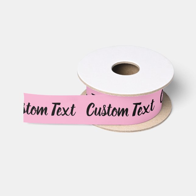 Elegant Light Pink and Black Script Text Template Satin Ribbon (Spool)