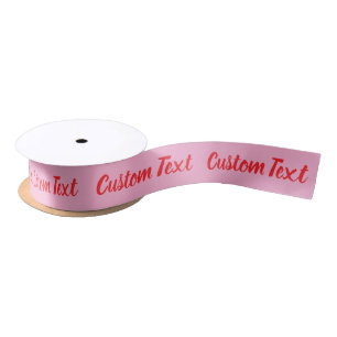 Elegant Light Pink and Red Script Text Template Satin Ribbon