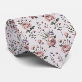 Elegant Light Pink Botanical  Tie