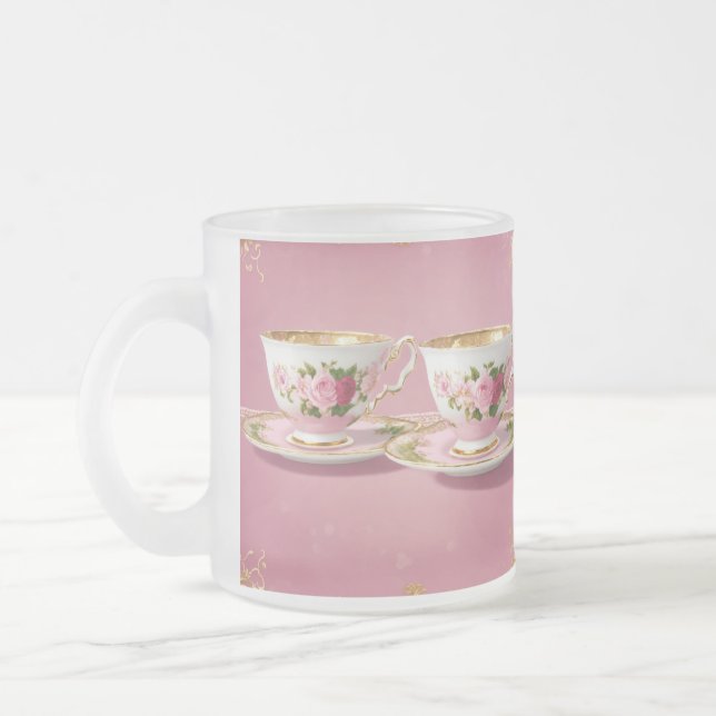  Elegant Light Pink Ceramic Tea Cup (Left)