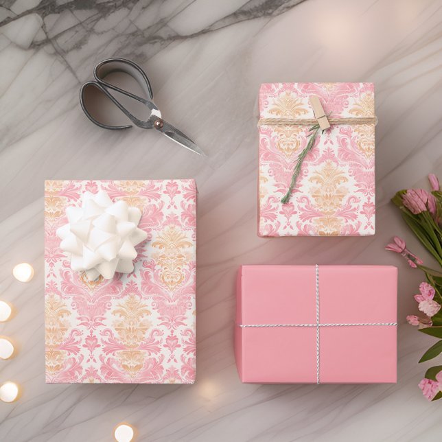 Elegant Light Pink Damask Wrapping Paper Sheet (Creator Uploaded)