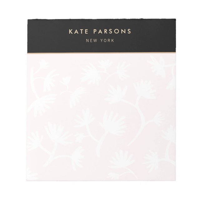Elegant Light Pink Floral  Notepad (Front)
