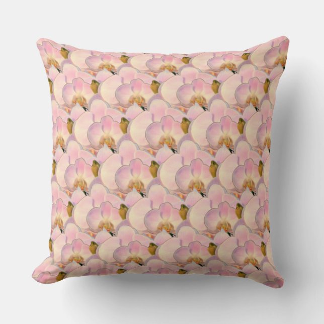 Elegant Light Pink Orchid Flowers Cushion (Front)